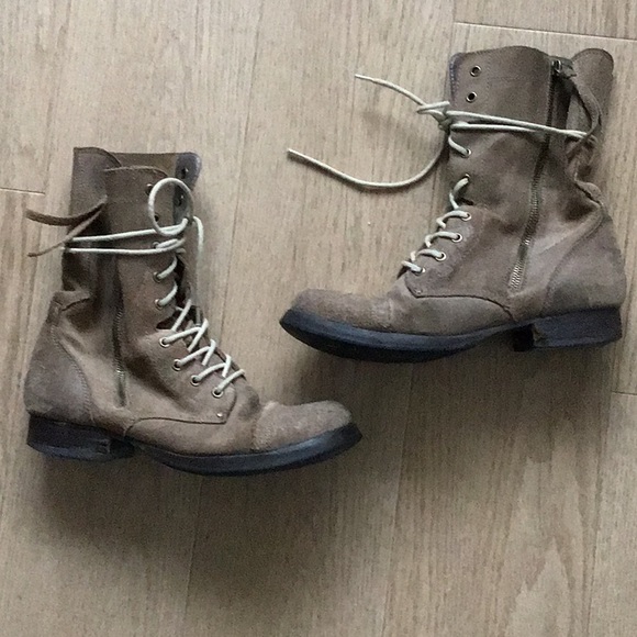 Aldo Beige Suede LaceUp Boots with Side Zip Size 7 - Picture 1 of 3